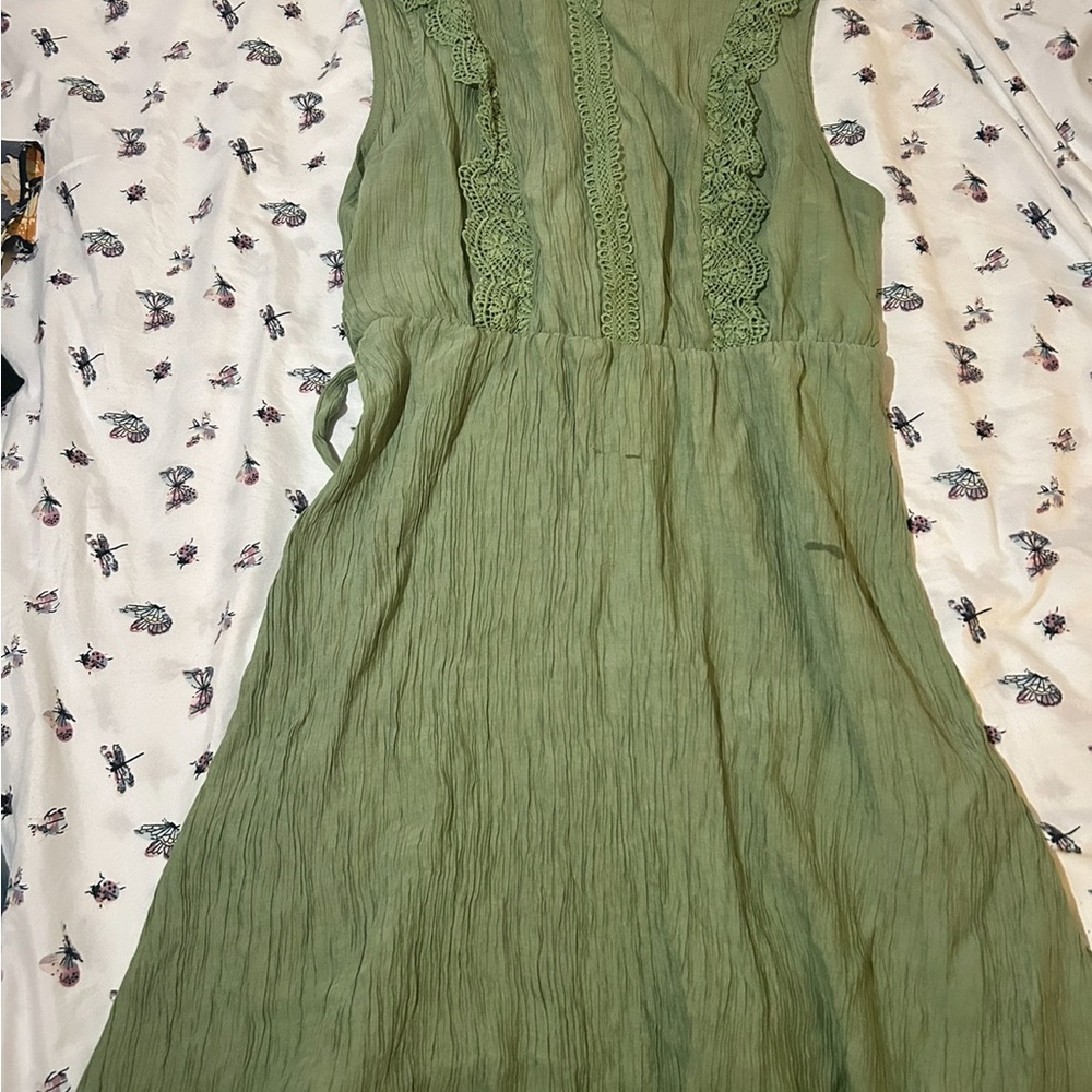 JJs House Green Ruched Midi Sundress